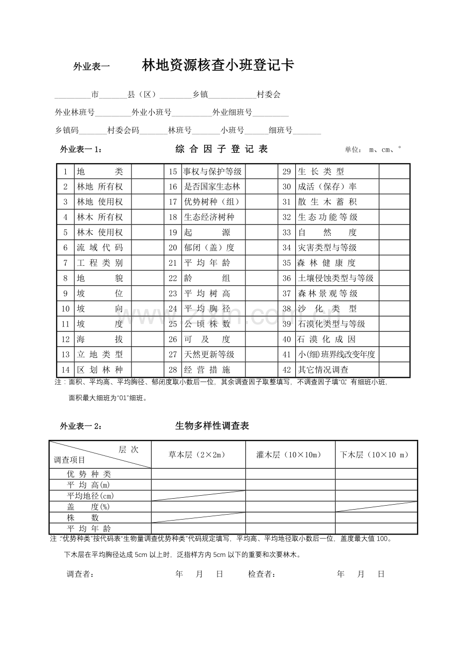 外业调查与内业处理统计参考表格.doc_第1页