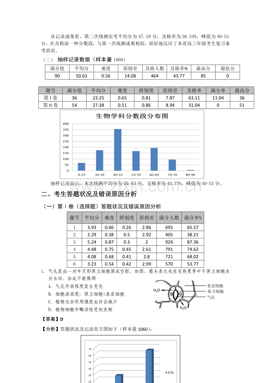 云南省第二次高中毕业生复习统一检测生物含详解及质量分析报告.doc_第2页