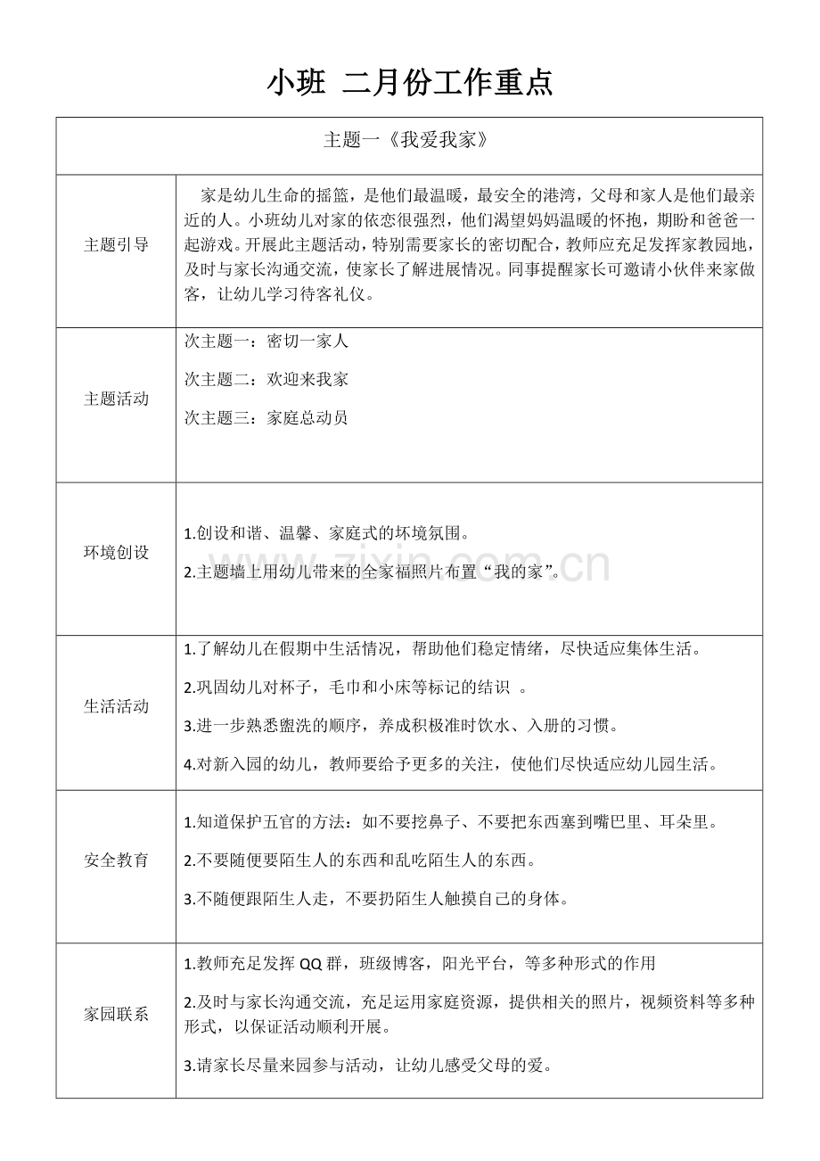 幼儿园小班主题一月周日记录.docx_第1页