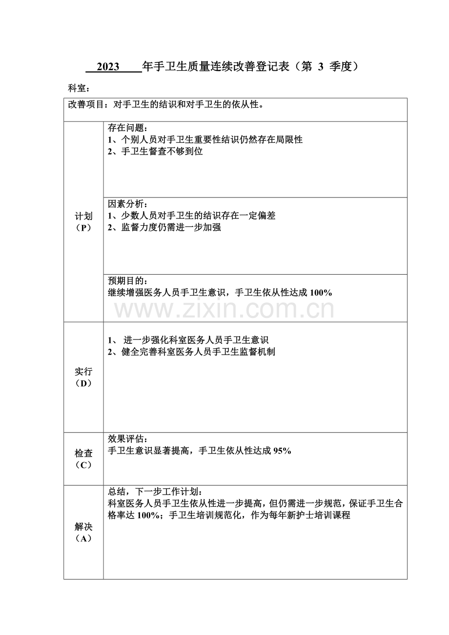 手卫生质量持续改进记录表.doc_第3页