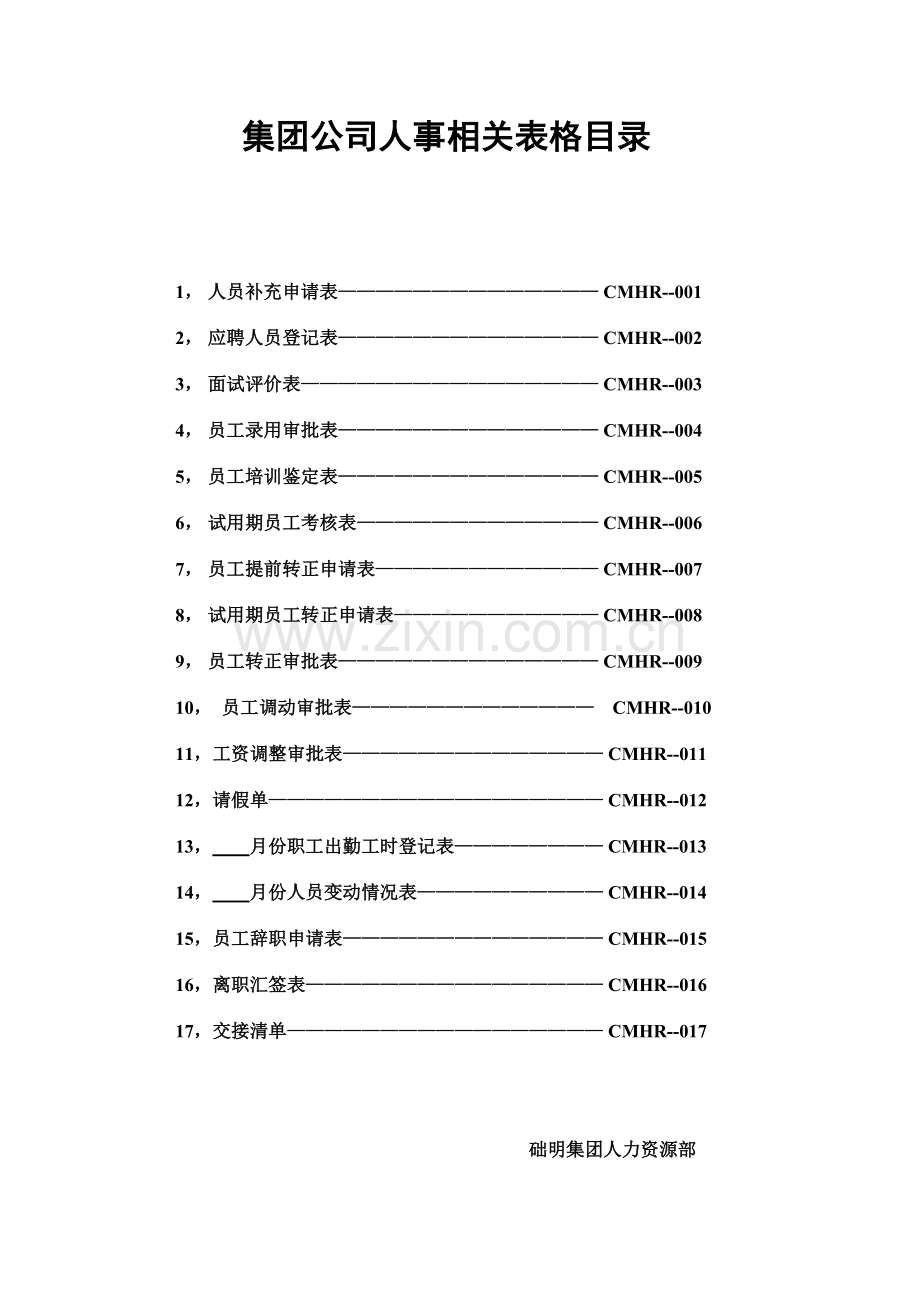 集团公司人事相关表格汇总.doc_第1页