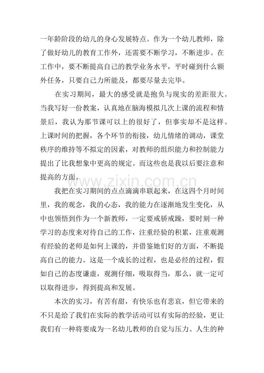 幼师顶岗实习总结报告.docx_第3页