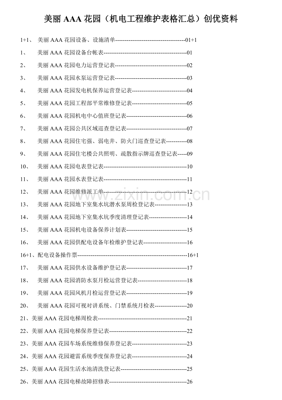 机电工程部各种表格.doc_第1页