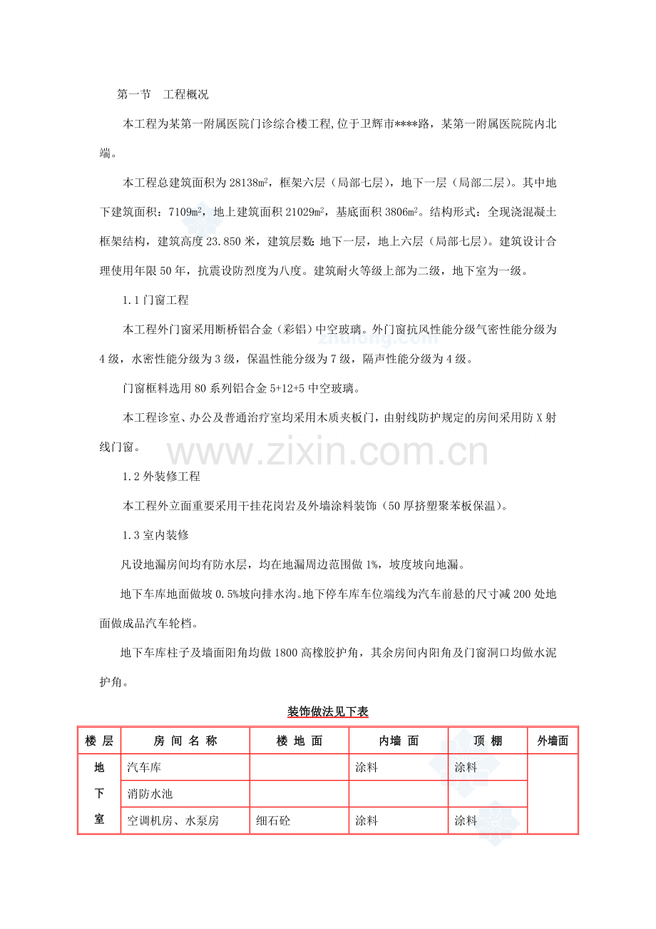 医院综合楼装饰装修施工方案.doc_第1页