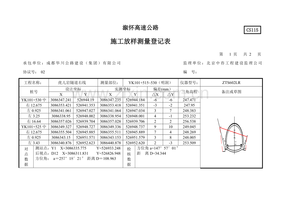 施工放样测量记录表.doc_第1页