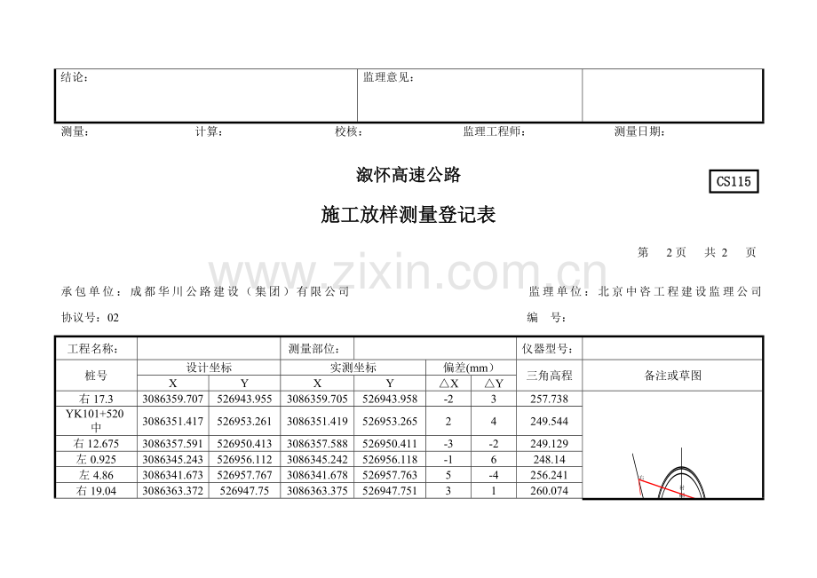 施工放样测量记录表.doc_第2页