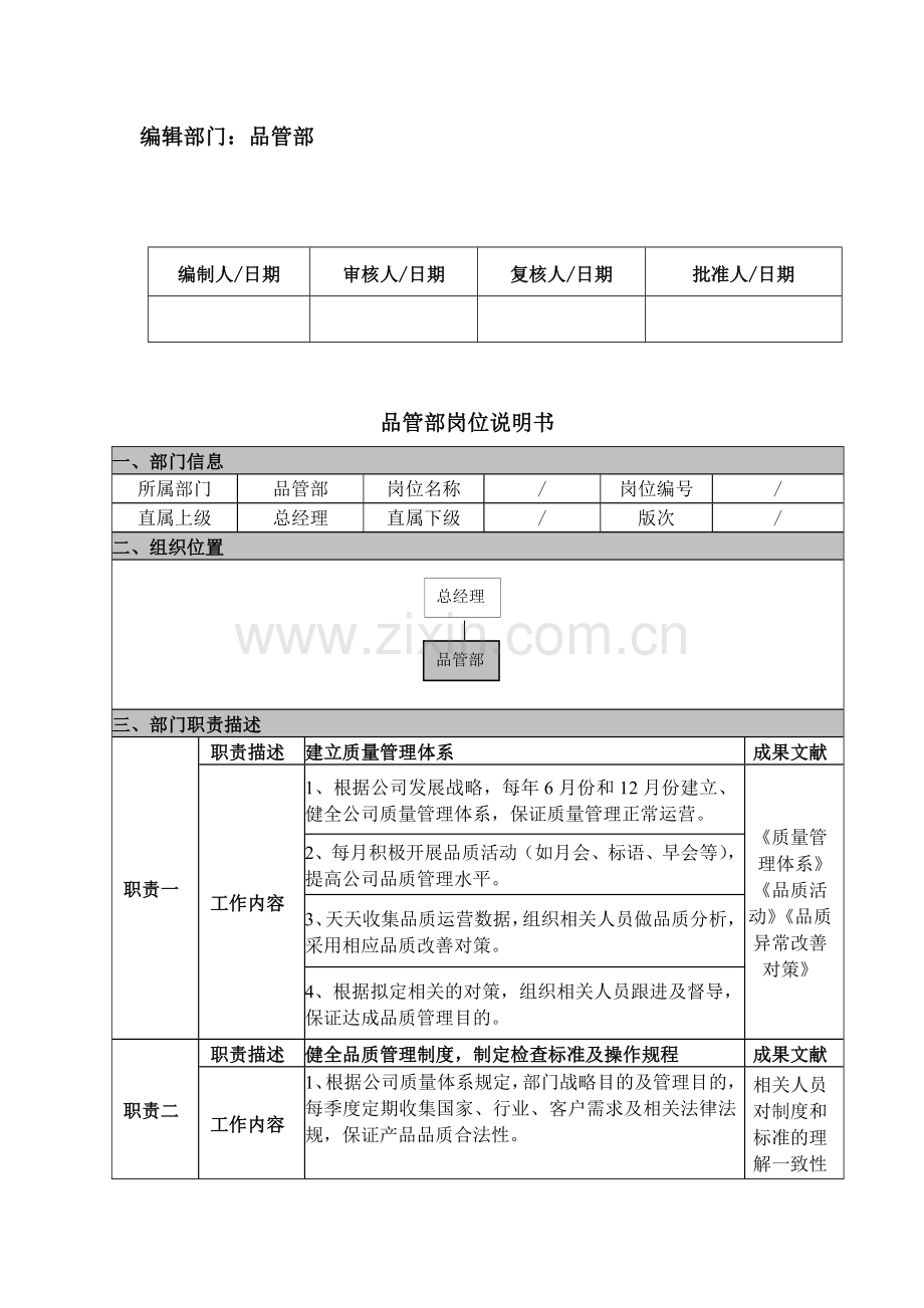 品管部岗位职责说明书.doc_第2页