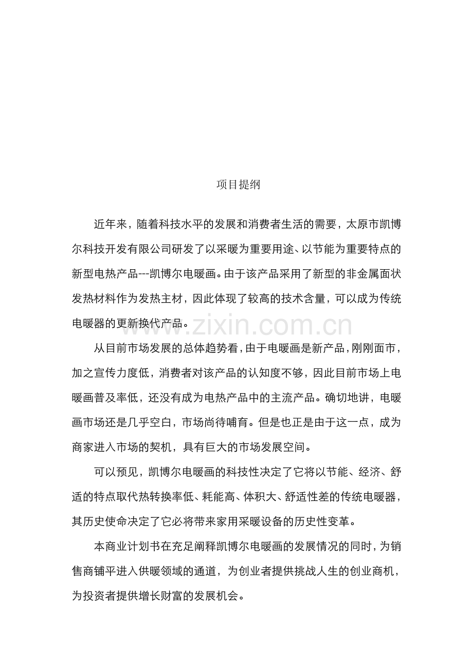 来自wwwcnshucn资料下载凯博尔电暖画商业计划书.doc_第2页