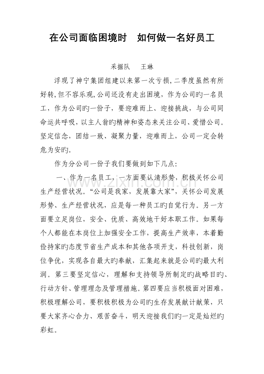 在企业面临困境时如何做一名好员工.docx_第1页