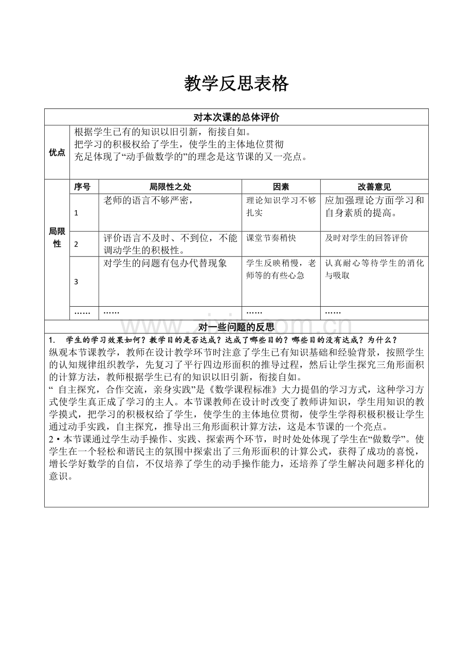 教学反思表格.doc_第1页