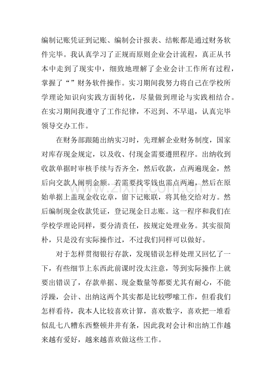 会计出纳顶岗实习报告范文.docx_第2页