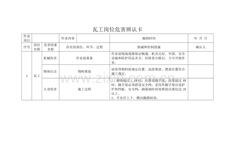 岗位危害识别卡.doc_第2页