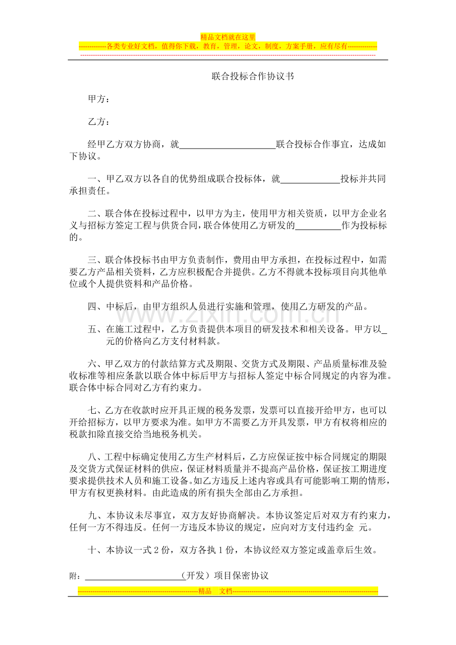 联合投标合作协议书.docx_第1页