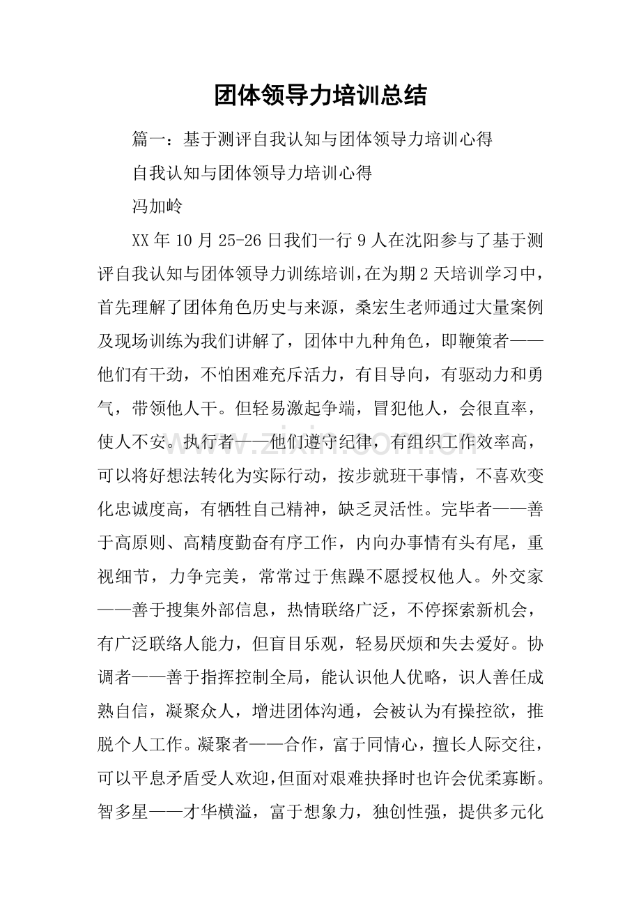 团队领导力培训总结.docx_第1页