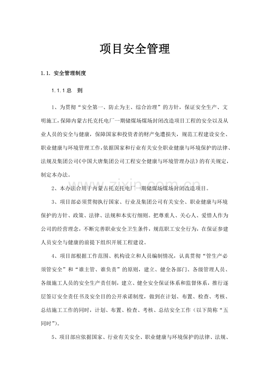 项目安全管理组织措施.doc_第1页