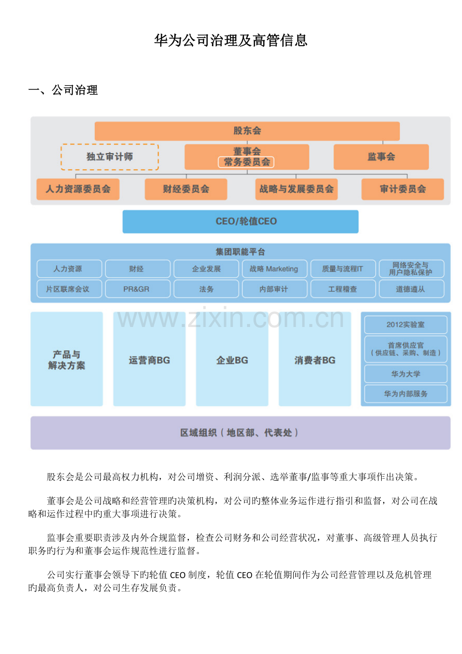 华为公司治理及高管信息.docx_第1页