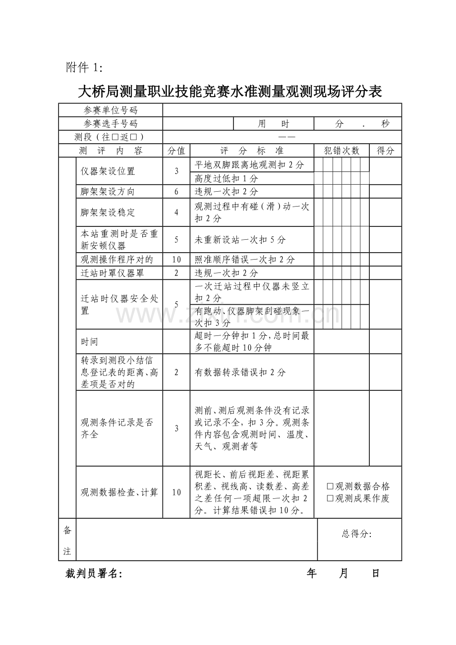 大桥局二等水准测量考评要求及表格.doc_第1页