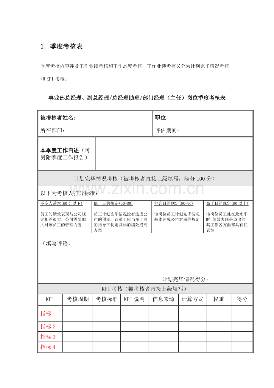 山东路桥事业部总经理及以下岗位绩效考核表.doc_第2页