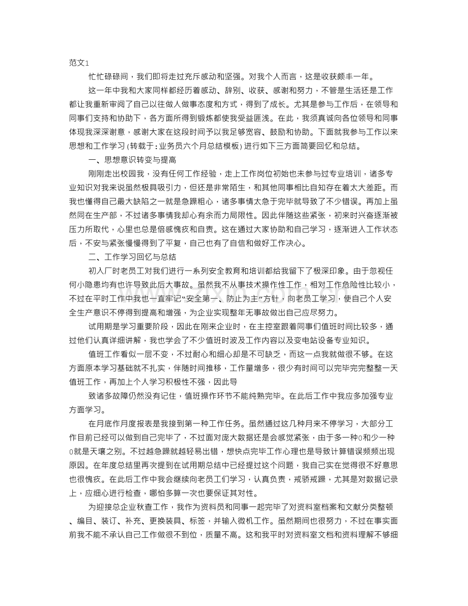 业务员半年总结模板.doc_第1页