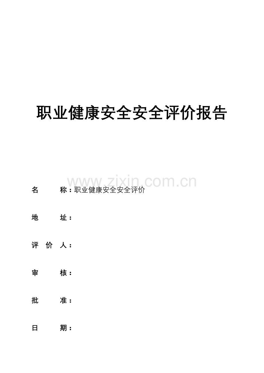 职业健康安全安全评价报告.doc_第1页