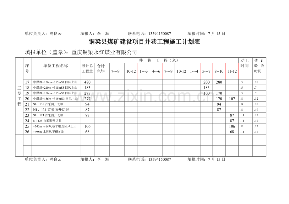 建设项目井巷工程施工计划表.doc_第2页