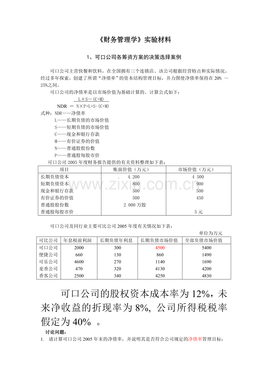 财务管理学实验材料.doc_第1页