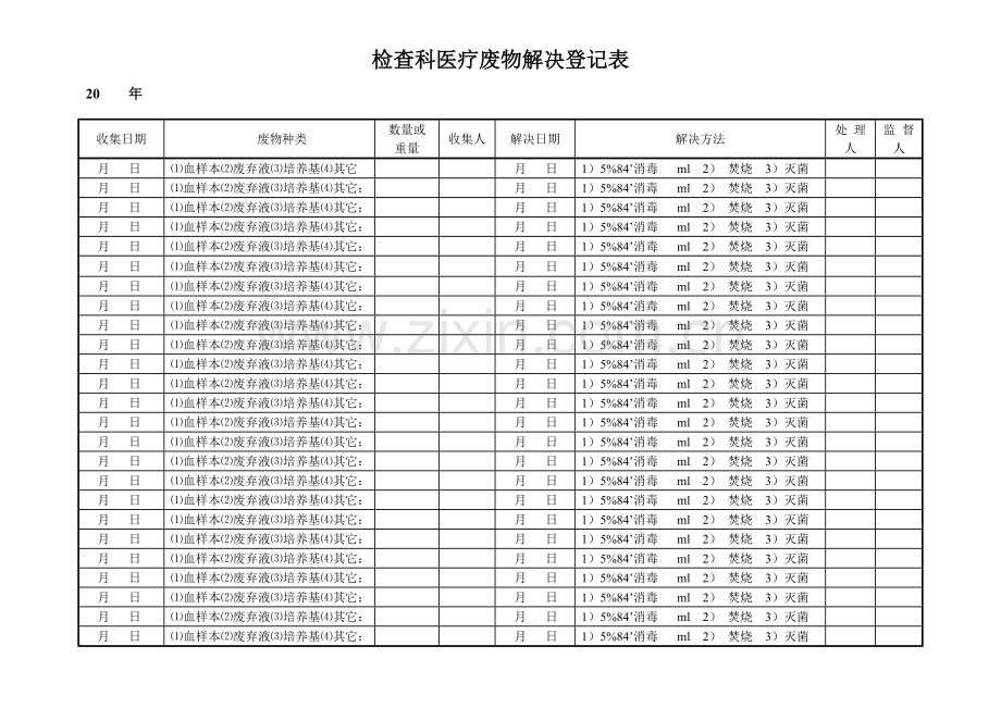 检验科医疗废物处理记录表.doc_第1页