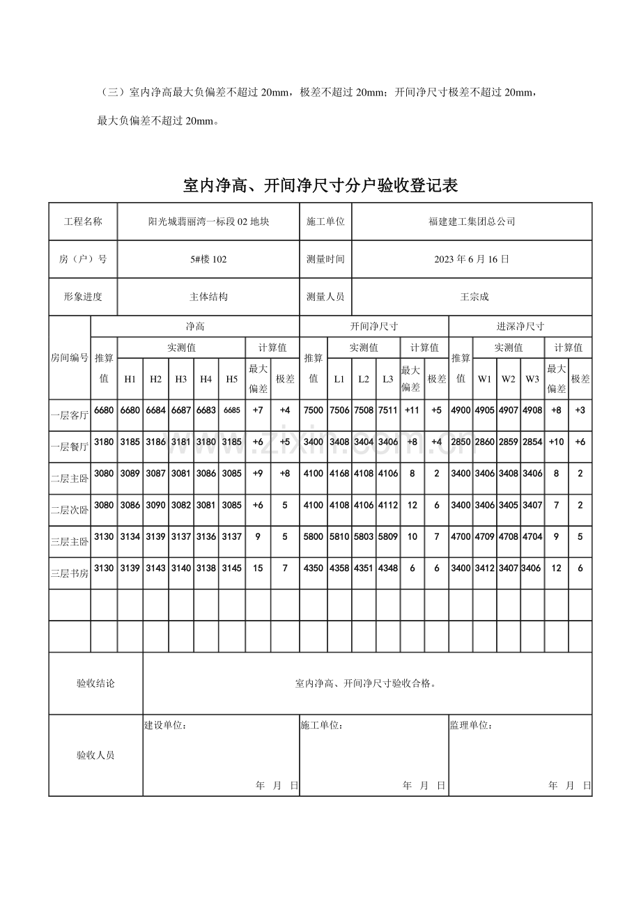 室内净高开间净尺寸分户验收记录表填写范例.doc_第2页