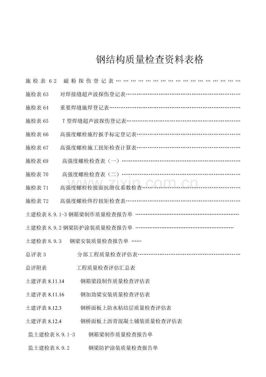 钢结构质量检查资料表格.doc_第1页