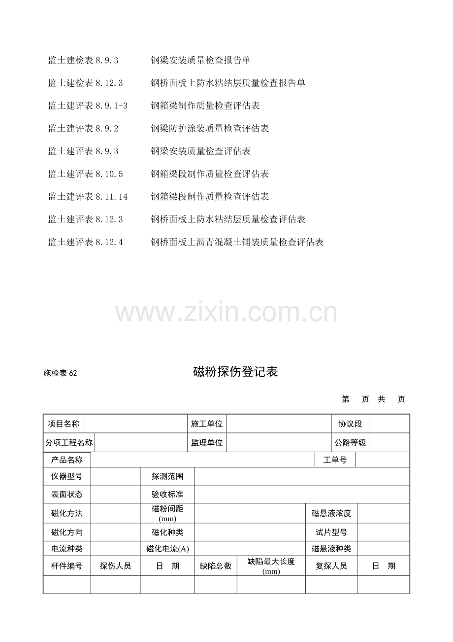 钢结构质量检查资料表格.doc_第2页