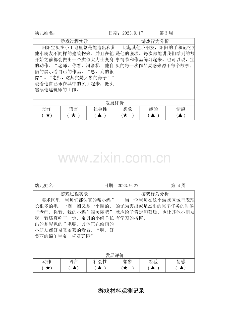 新版幼儿园游戏观察记录.doc_第3页