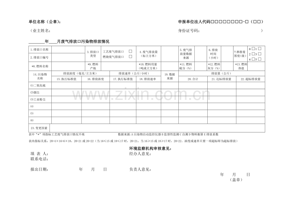 深圳市龙华新区排放污染物月季及变更申报表试行.doc_第3页