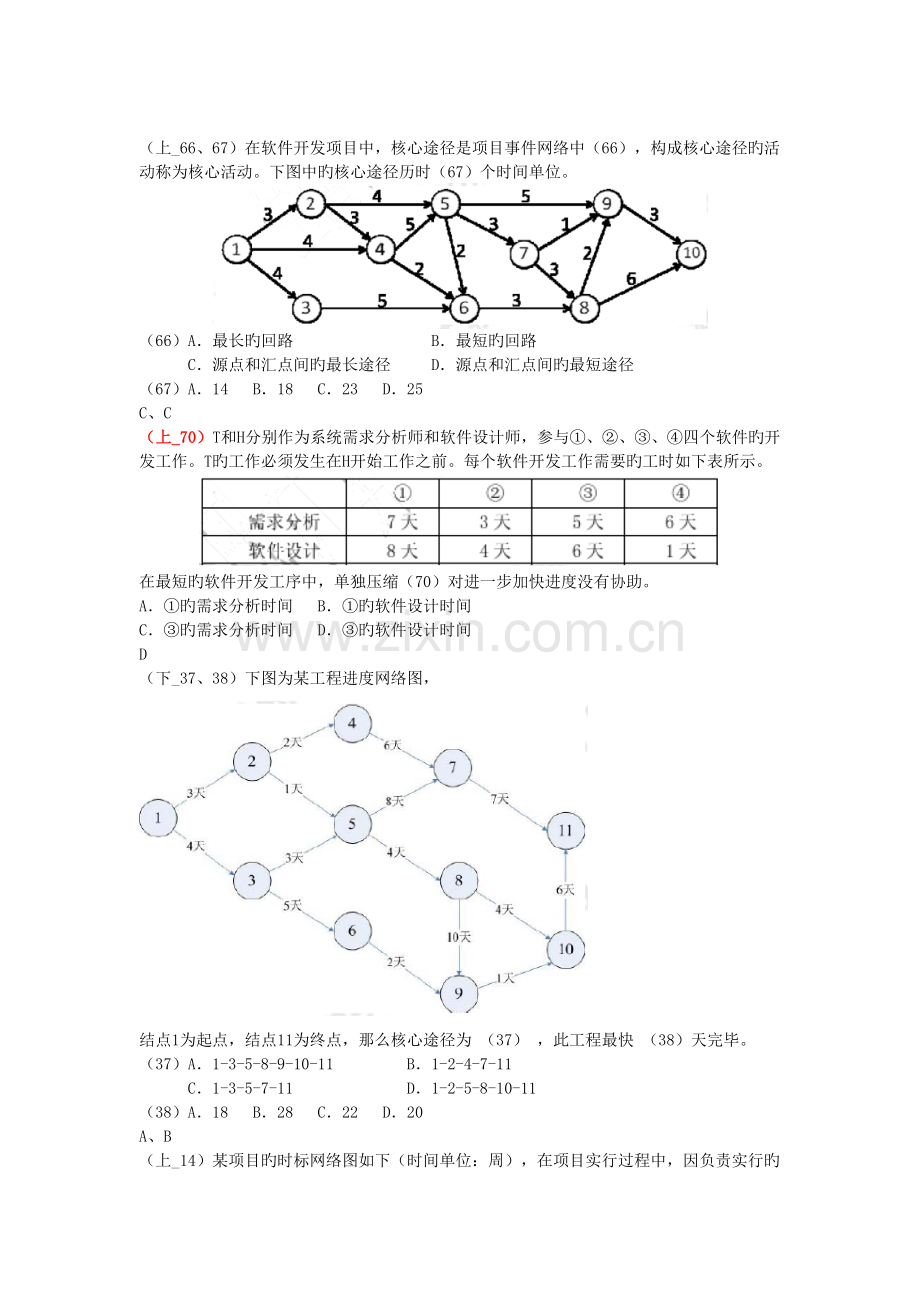 信息系统项目管理师试题分类-项目时间管理(关键路径).doc_第2页