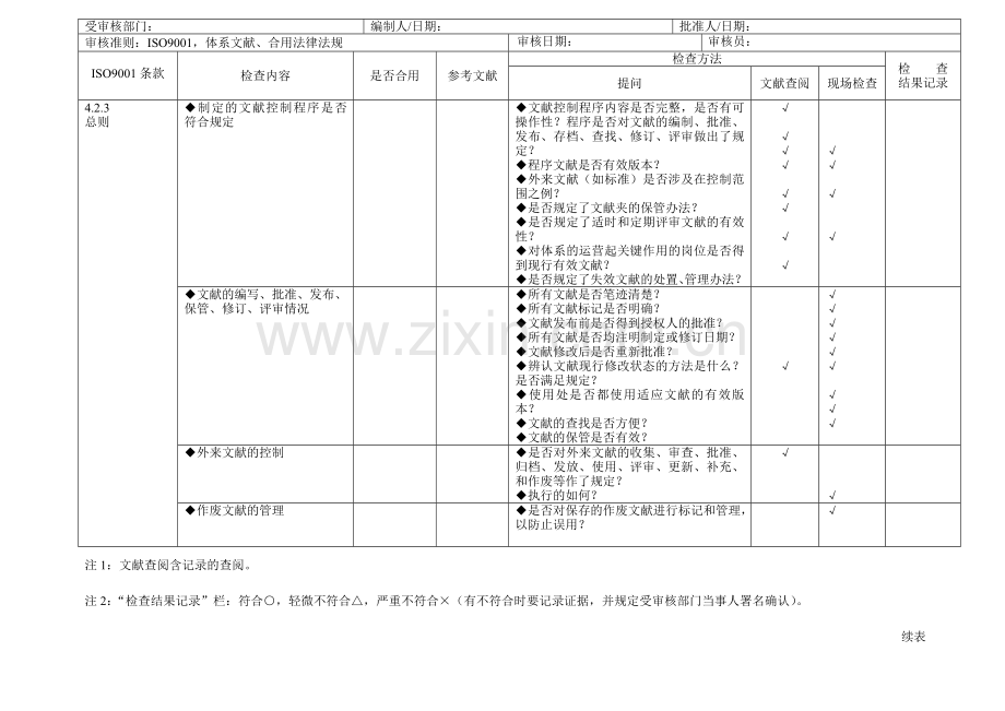 iso9001质量管理体系审核通用检查表.doc_第2页