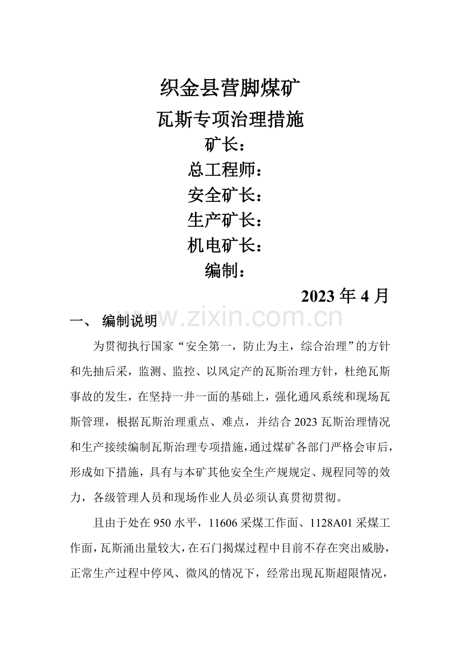 瓦斯专项治理措施.doc_第1页