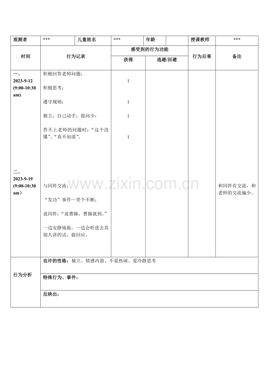 儿童行为观察记录表.doc_第1页