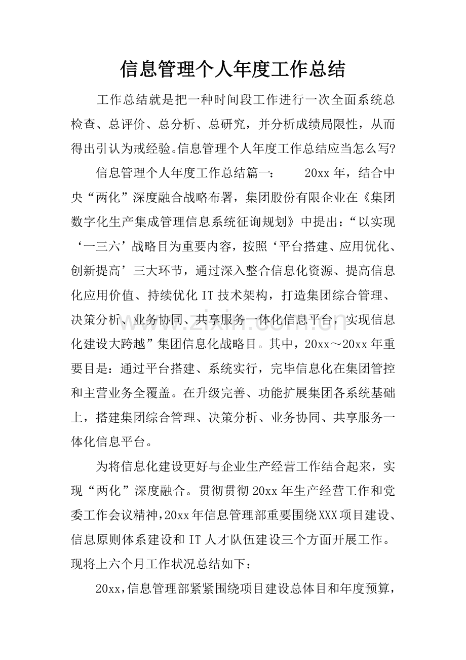 信息管理个人年度工作总结.docx_第1页