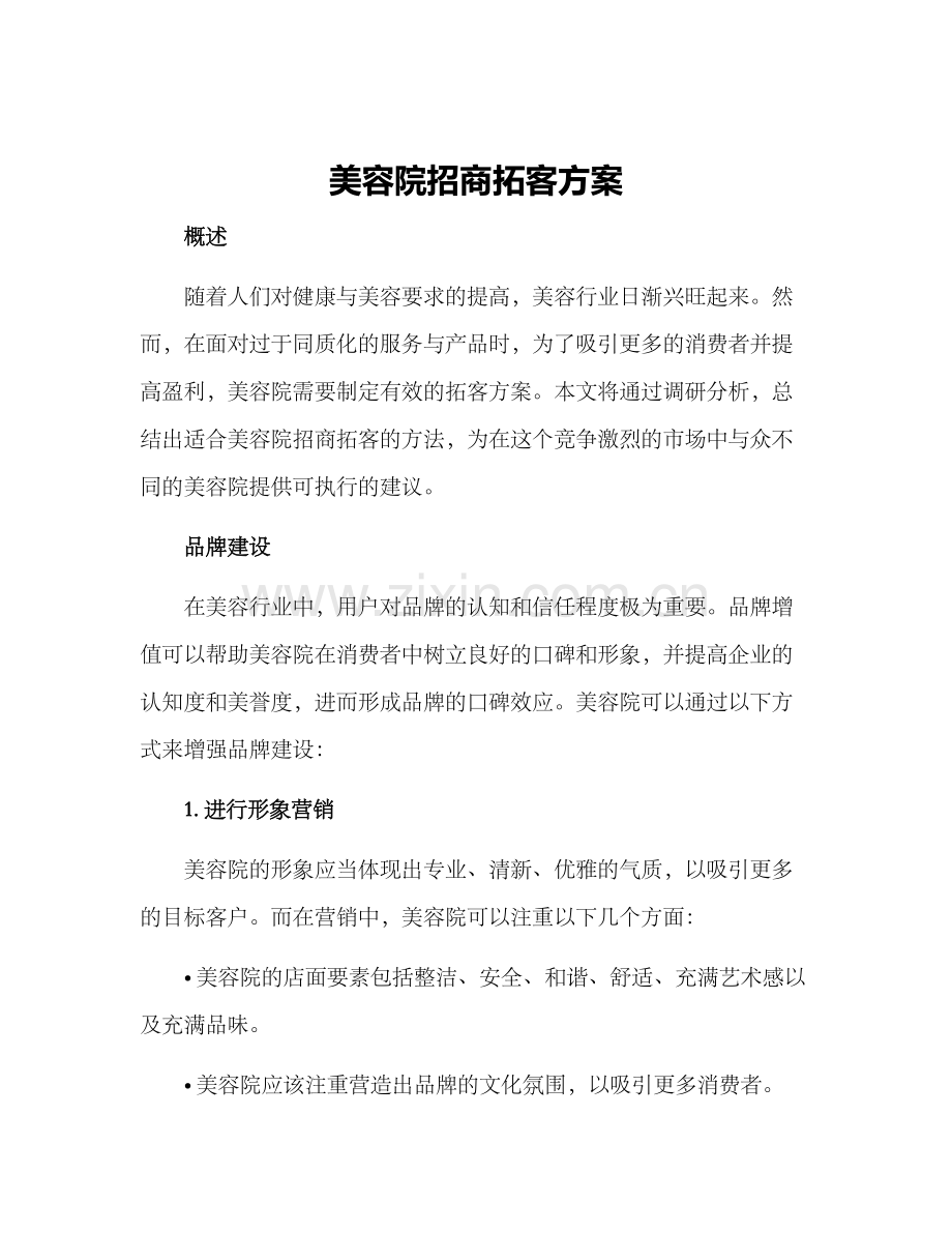 美容院招商拓客方案.docx_第1页