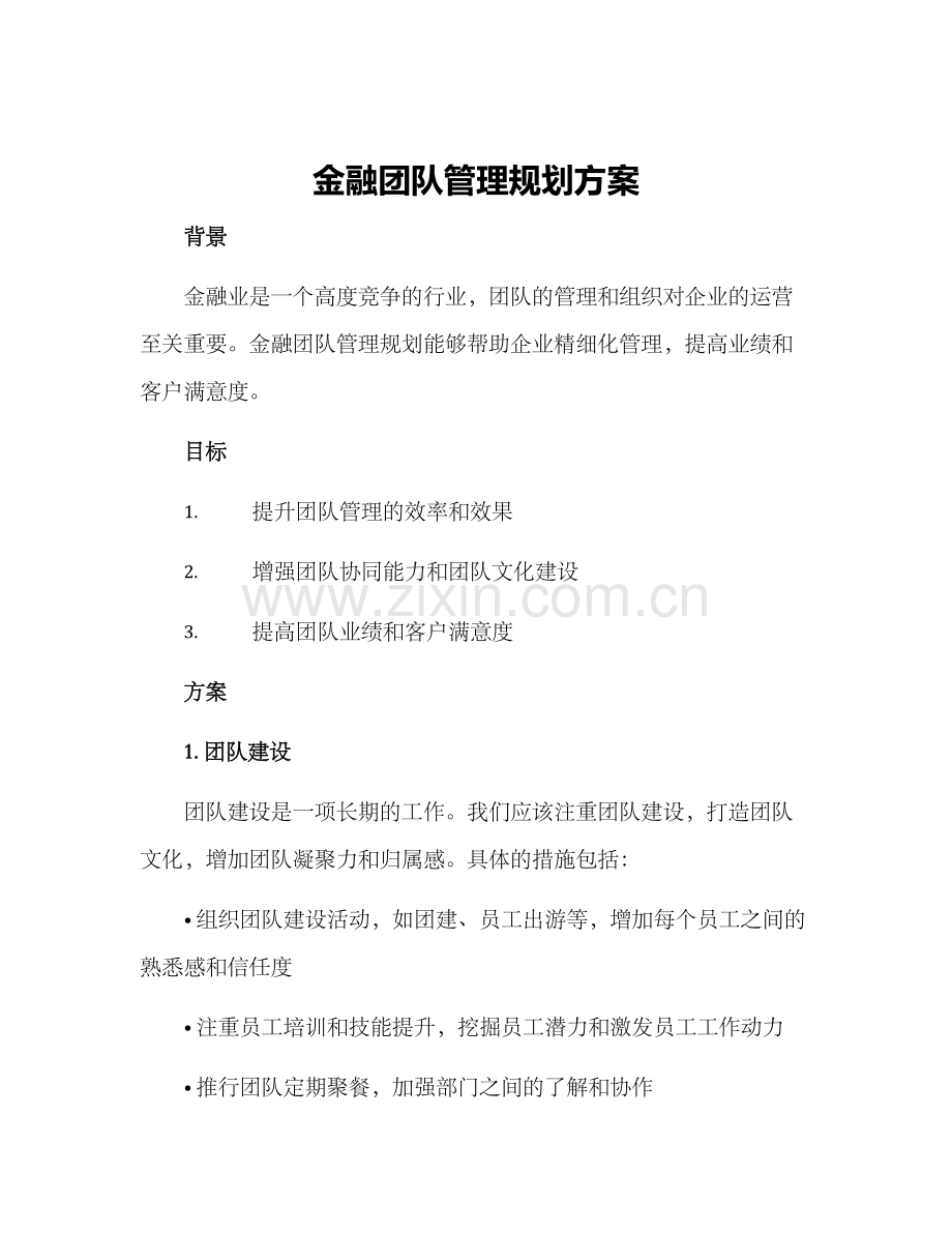 金融团队管理规划方案.docx_第1页