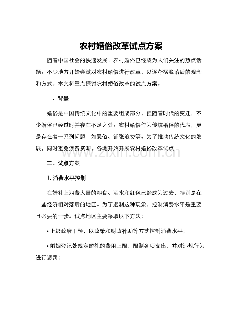 农村婚俗改革试点方案.docx_第1页