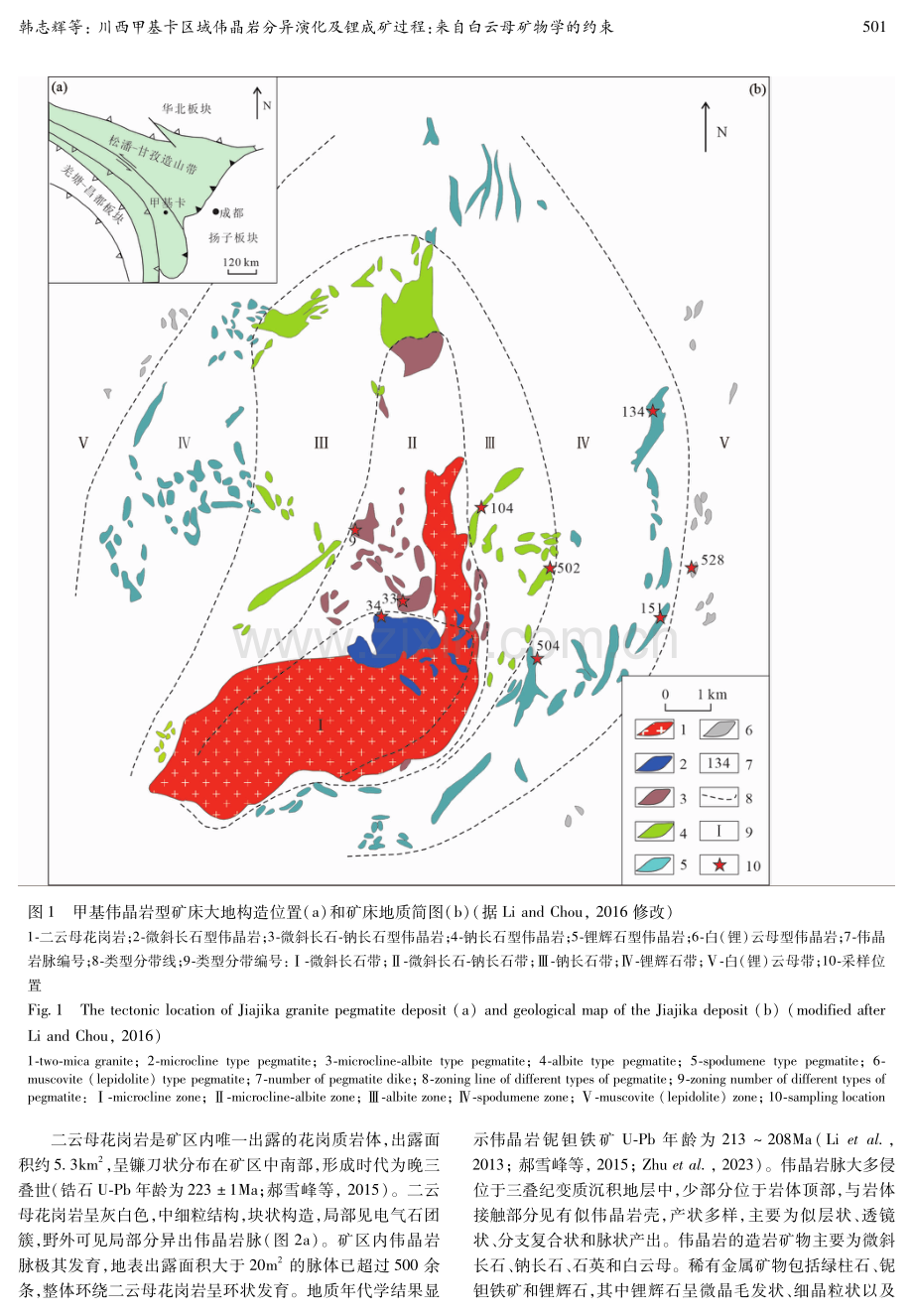 川西甲基卡区域伟晶岩分异演化及锂成矿过程：来自白云母矿物学的约束.pdf_第3页