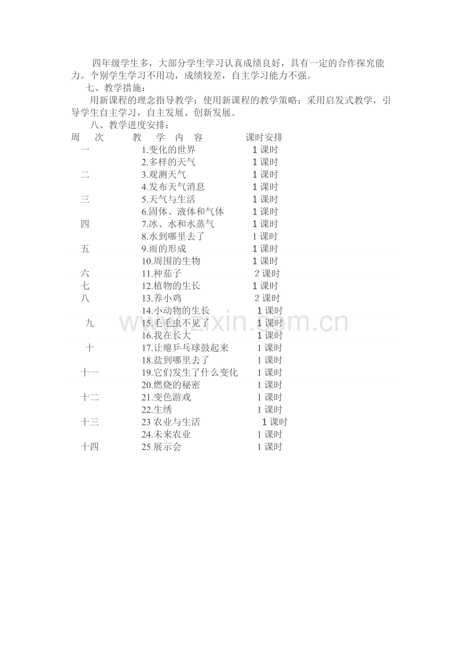 四年级下学期科学教学计划.doc_第2页