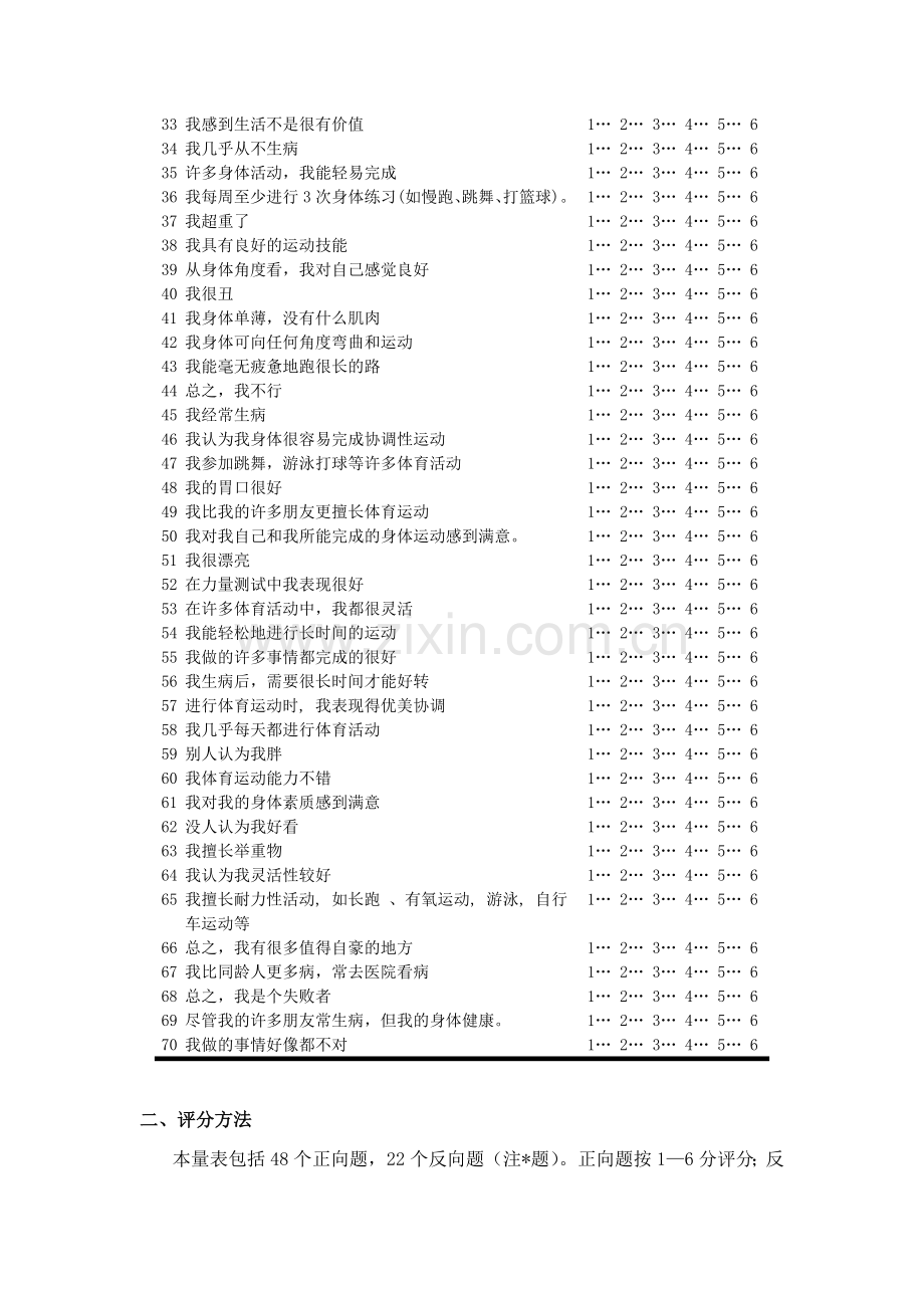 身体自我描述问卷含计分标准.doc_第2页