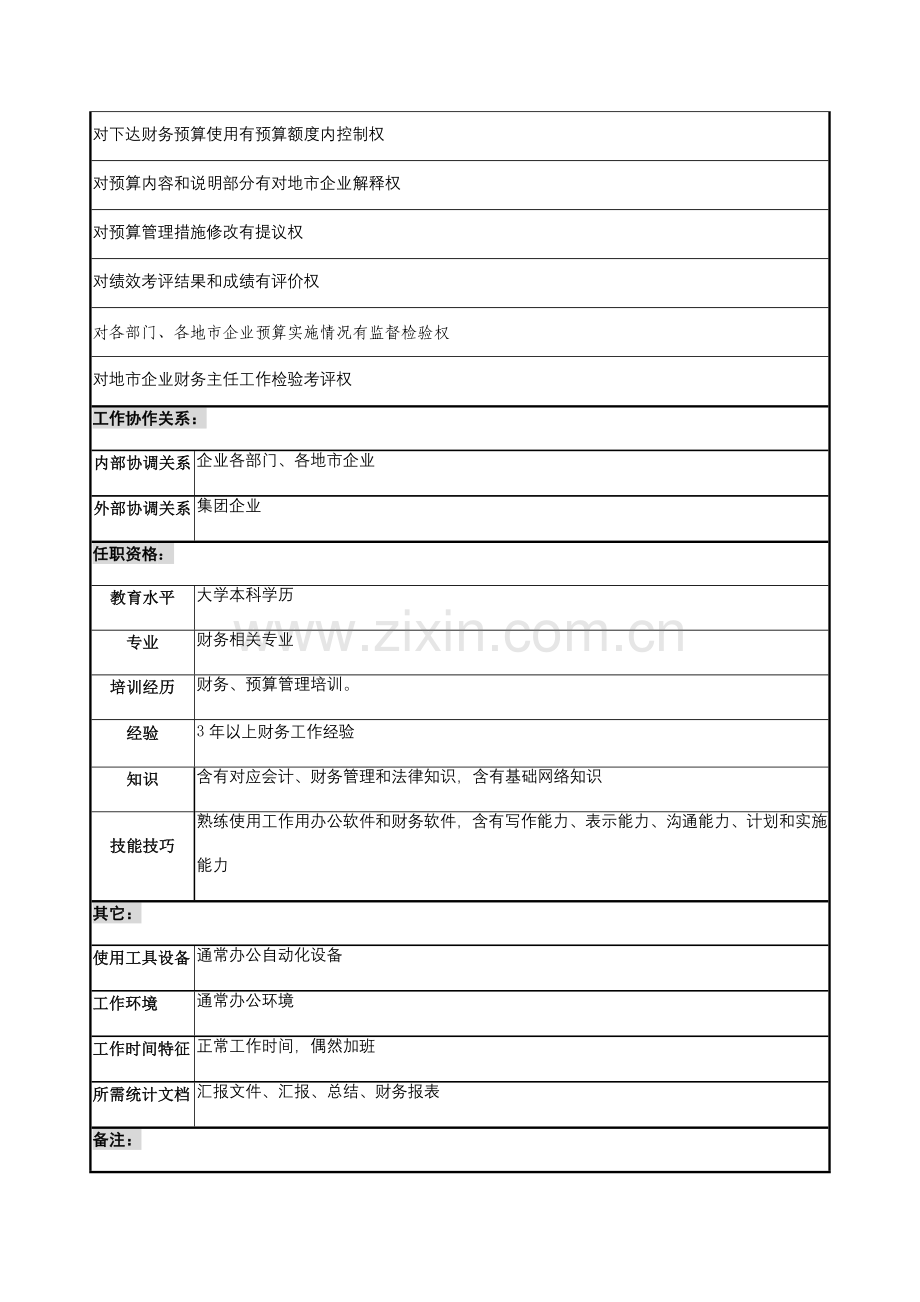 预算、绩效与综合管理岗位说明书样本.doc_第3页