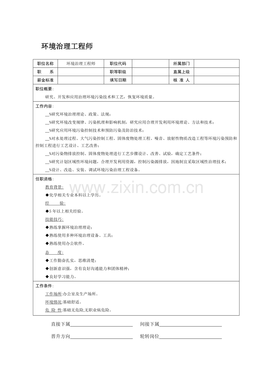 环境治理工程师岗位职责样本.doc_第1页