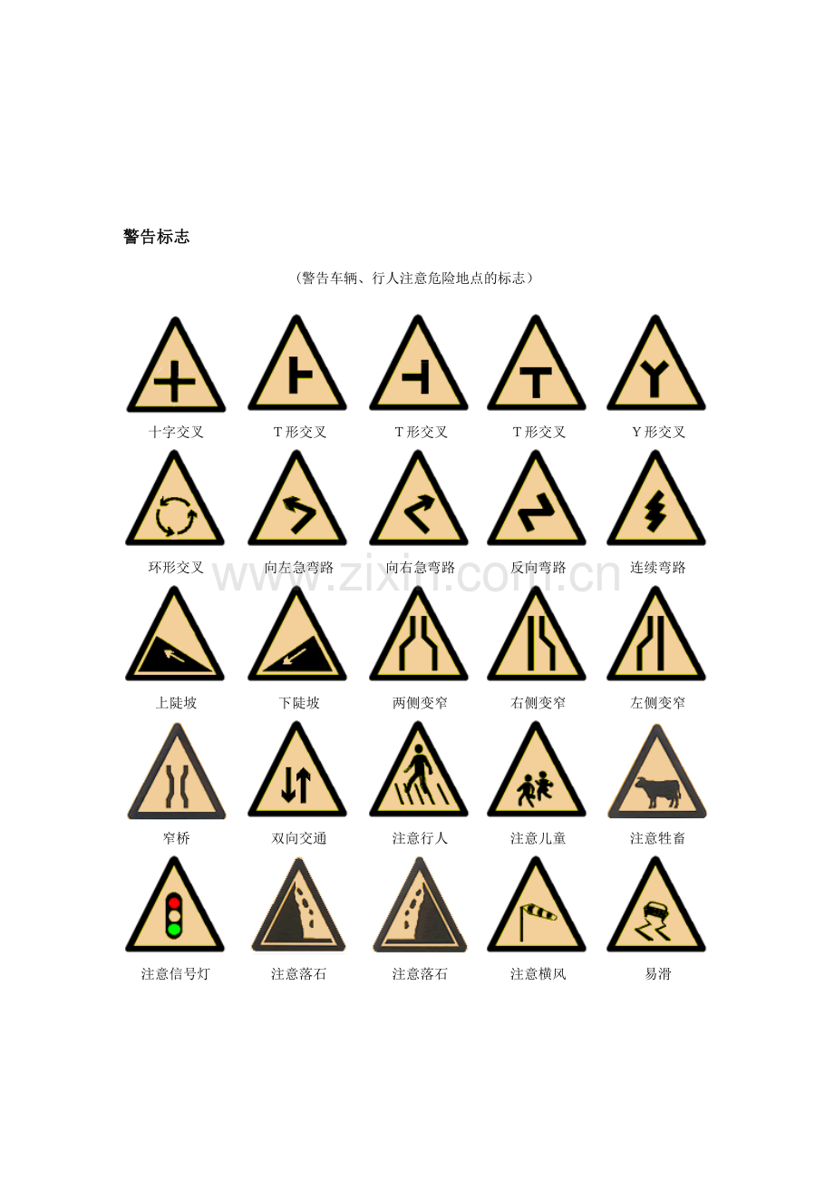 交通标志及交通指挥信号示意图.doc_第1页