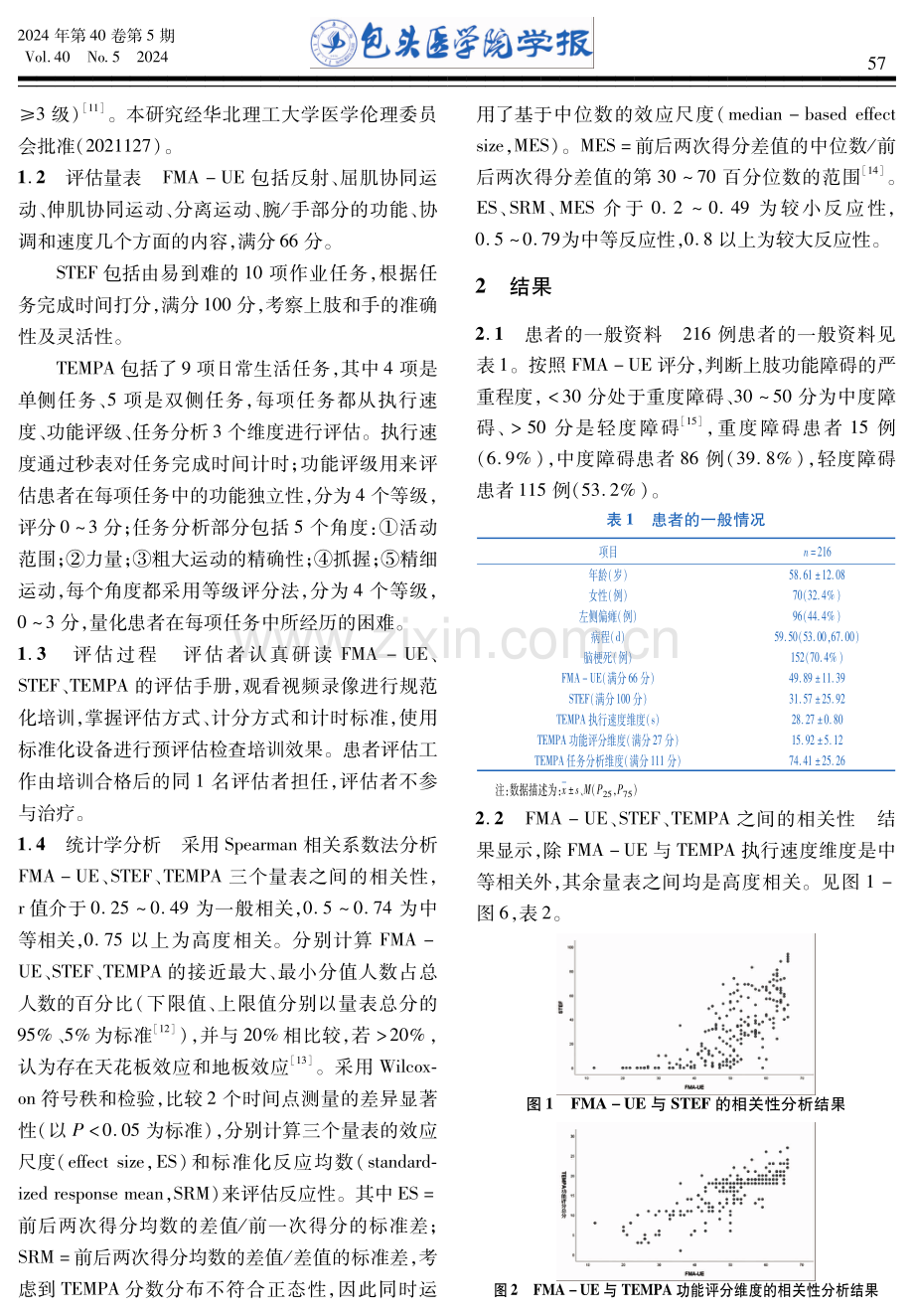 三种脑卒中上肢功能评估量表的天花板效应及反应性研究.pdf_第3页