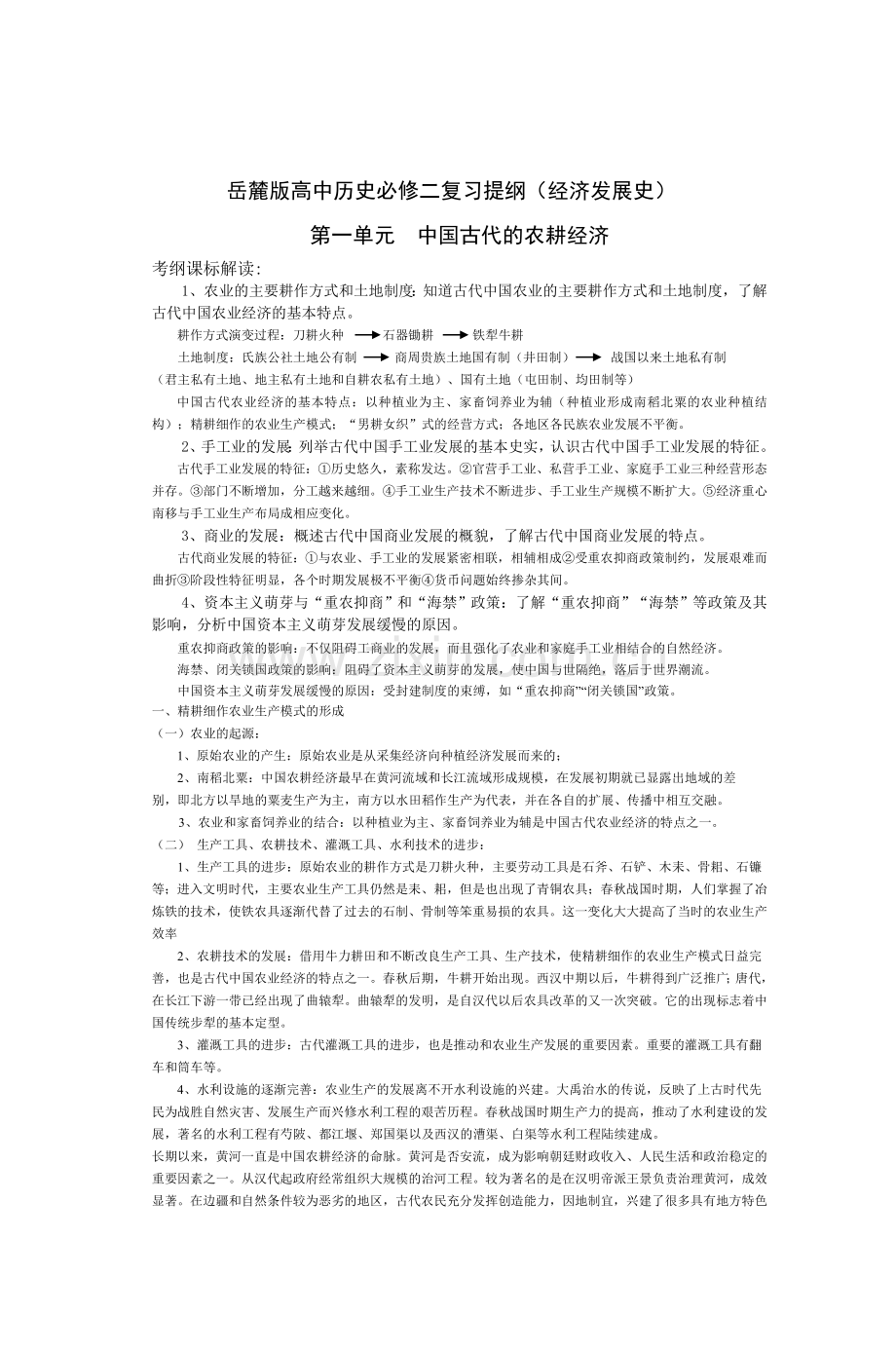 岳麓版高中历史必修二复习提纲经济发展史.doc_第1页