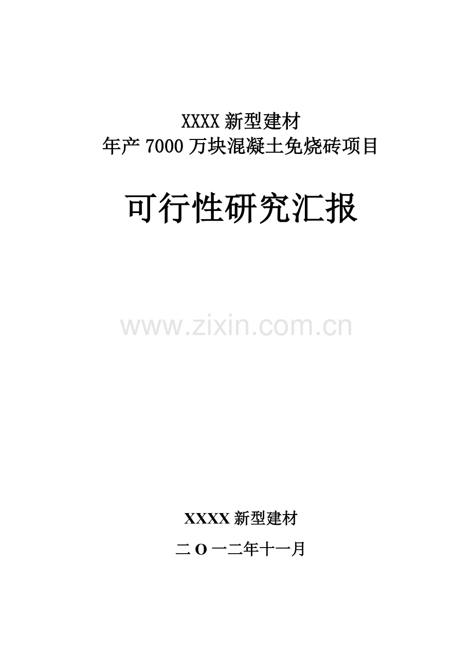 建材公司混凝土免烧砖项目可行性研究报告样本.doc_第1页