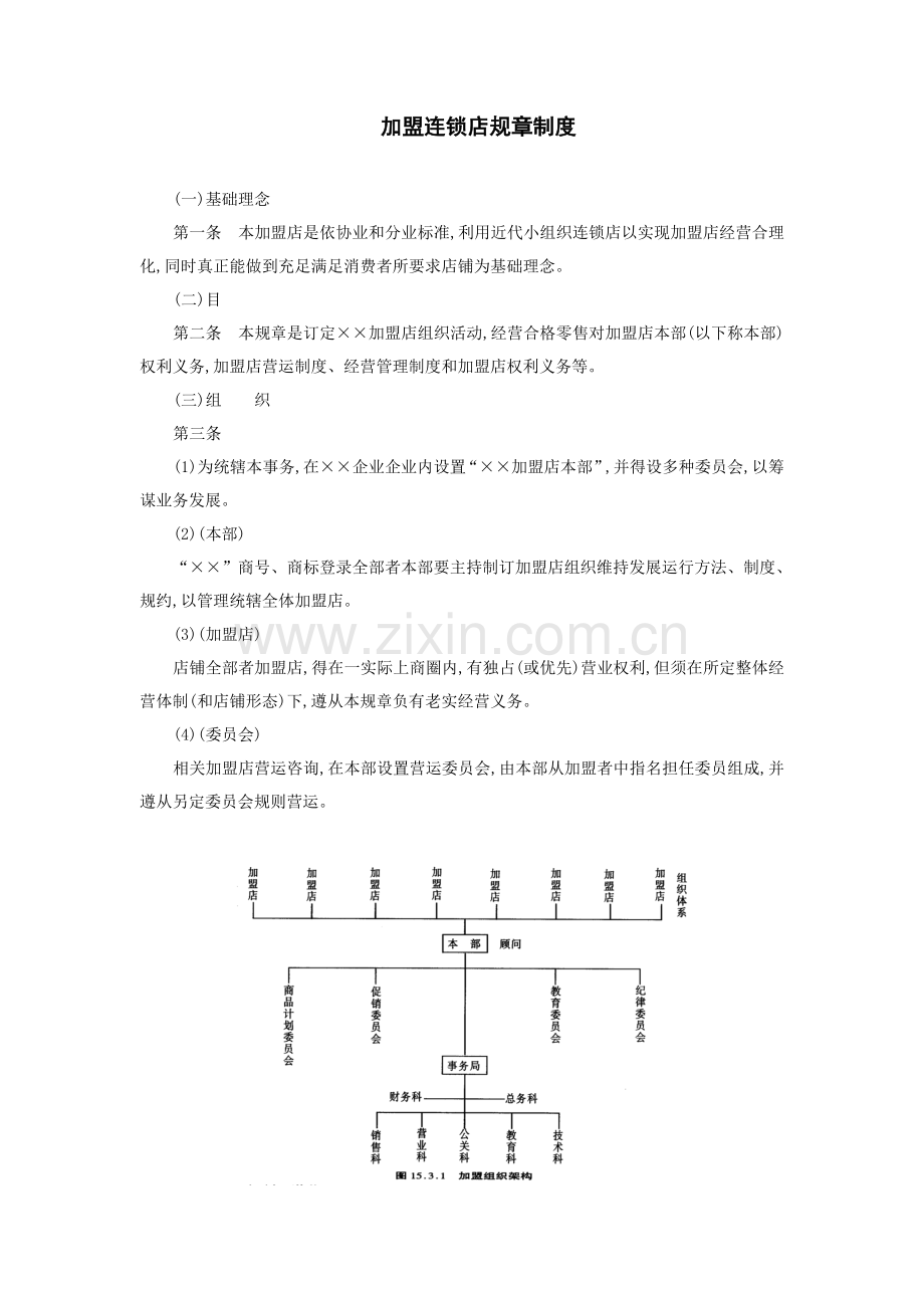 加盟连锁店规章管理制度样本.doc_第1页